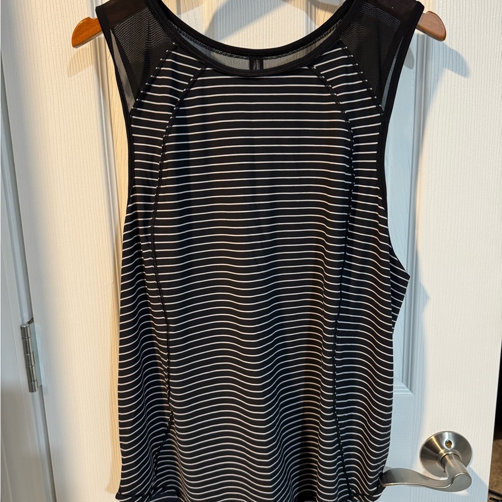Lululemon Black and White Striped Sleeveless Top